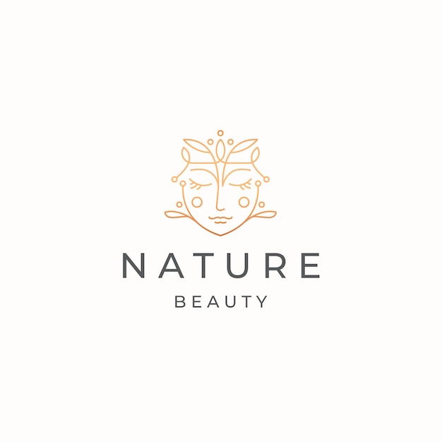 Vector plano de plantilla de diseño de icono de logotipo de mujer de belleza natural