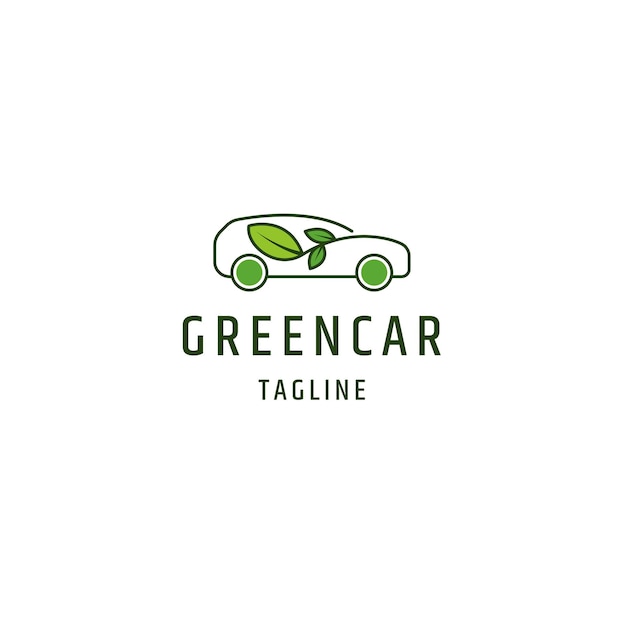 vector plano de plantilla de diseño de icono de logotipo de naturaleza ecológica de coche verde