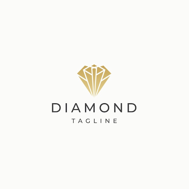 Vector plano de plantilla de diseño de icono de logotipo de oro de lujo elegante de piedra de diamante