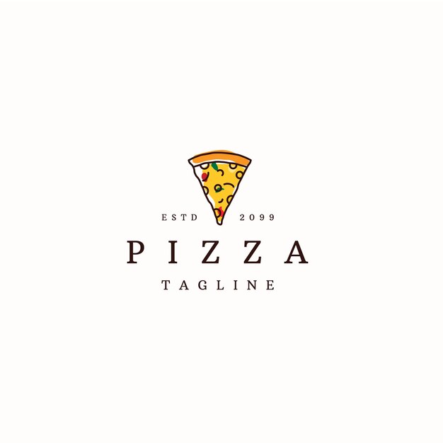 Vector plano de plantilla de diseño de icono de logotipo de pizza