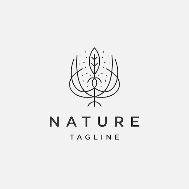 Vector plano de plantilla de diseño de logotipo de línea natural