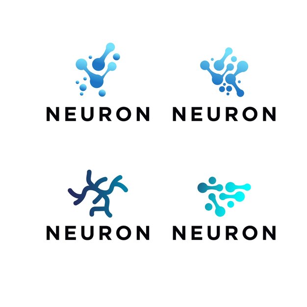 Vector plano de plantilla de diseño de logotipo de neurona