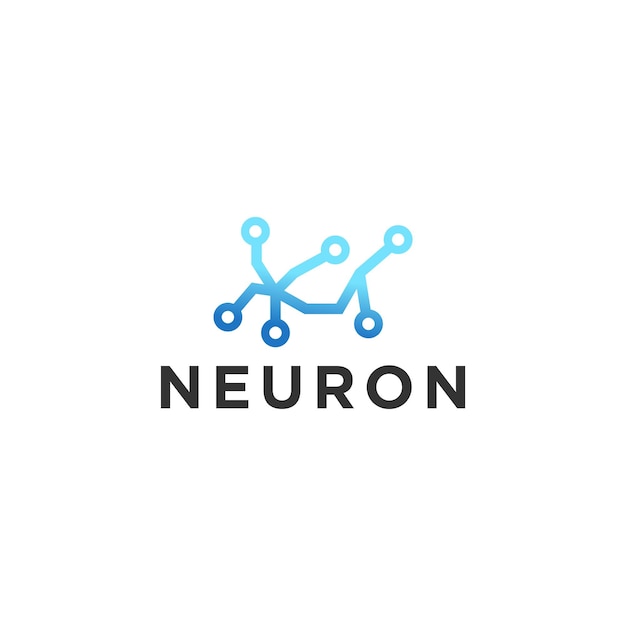 Vector plano de plantilla de diseño de logotipo de neurona
