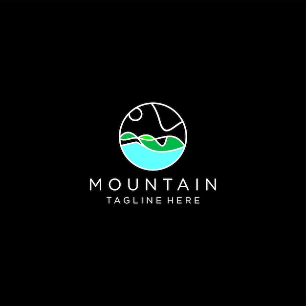 Vector plano de plantilla de logotipo de montaña