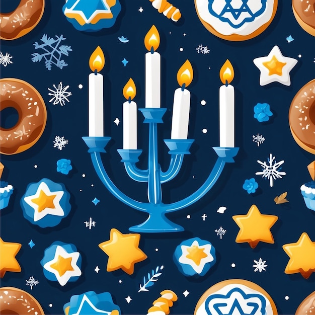 Vector vector plano de la plantilla de las redes sociales de hanukkah feliz