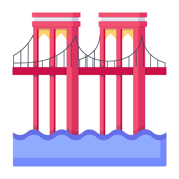 Vector plano premium del puente de brooklyn