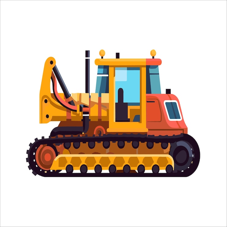 Vector vector plano del vehículo de excavadora de zanjas