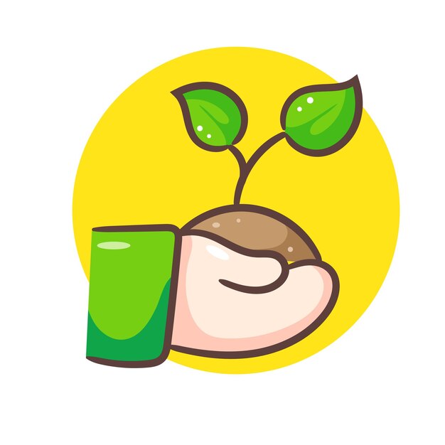 Vector vector de la planta que crece en el icono de la mano