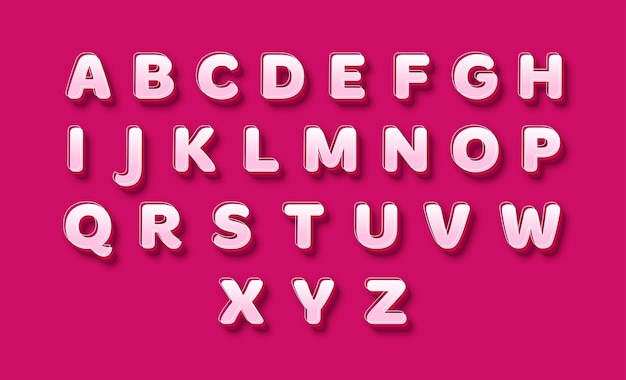 Vector de plantilla de alfabeto de tipografía degradado rosa