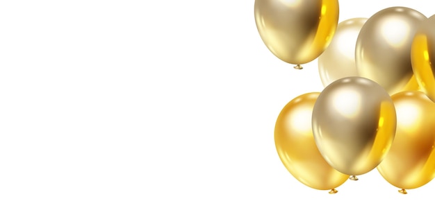 Vector de plantilla de banner de ilustración hermosa fondo de diseño de globo dorado 3D