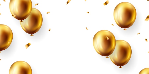 Vector de plantilla de banner de ilustración hermosa fondo de diseño de globo dorado 3D