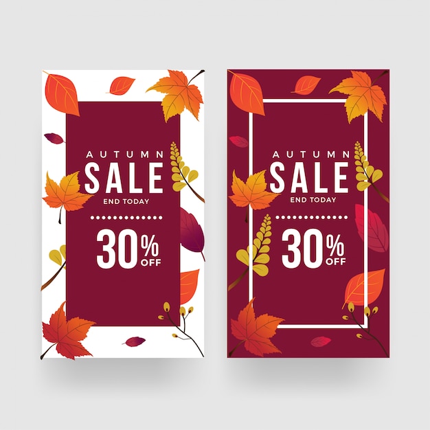Vector de plantilla de banner de promoción de venta de otoño