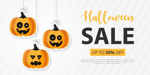 Vector de plantilla de banner de venta de feliz halloween