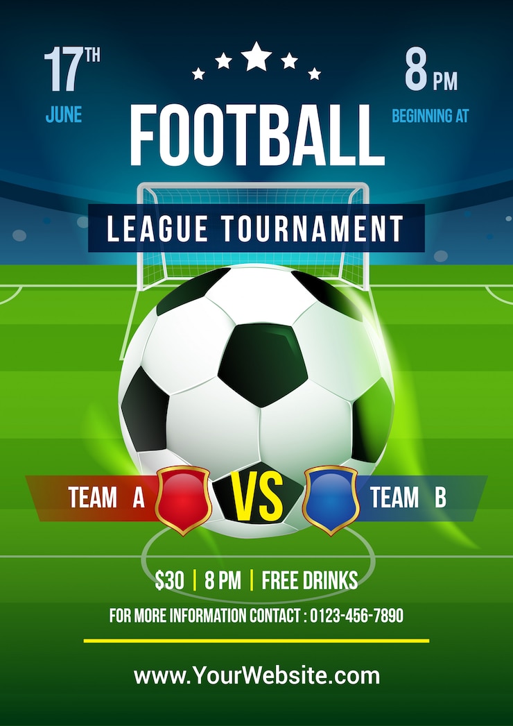 Vector vector de plantilla de cartel de torneo de la liga de fútbol