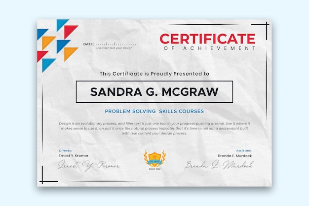 Vector de plantilla de certificado completo de curso vector premium
