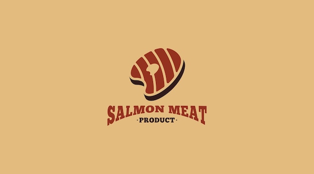 Vector de plantilla de concepto de diseño de logotipo de carne de pescado salmón