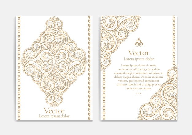 Vector de plantilla de cubierta de patrón decorativo beige