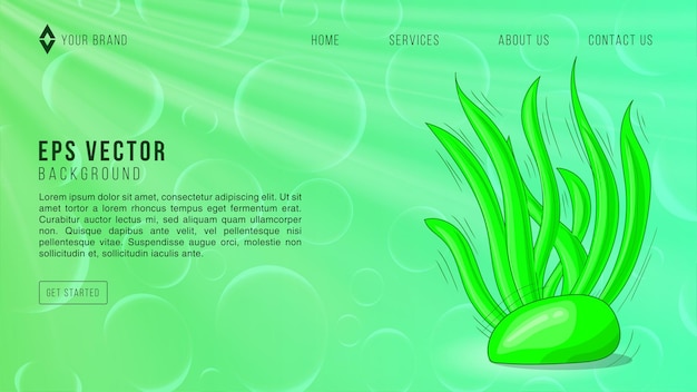 Vector de plantilla de diseño de banner de océano de página web de coral verde