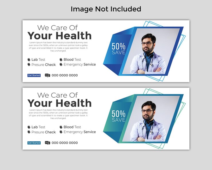 vector de plantilla de diseño de banner de portada de facebook médica moderna