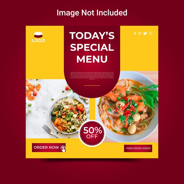Vector de plantilla de diseño de banner de publicación de redes sociales de Instagram de restaurante