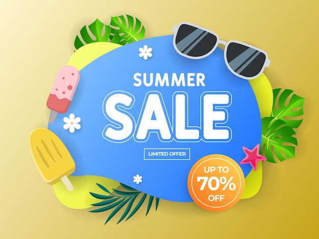 Vector de plantilla de diseño de banner de venta de verano