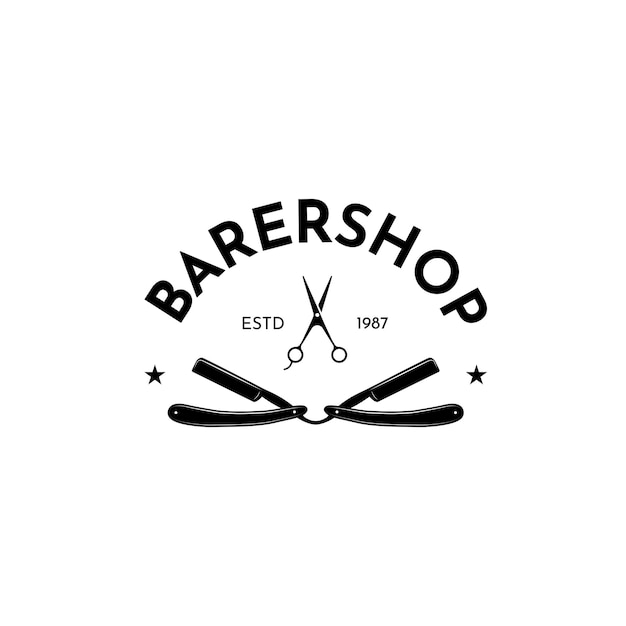 Vector de plantilla de diseño de barbería logo vintage