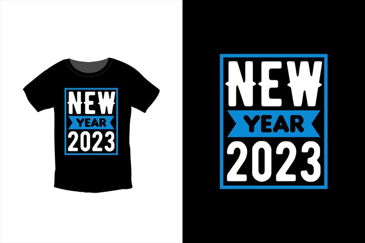Vector de plantilla de diseño de camiseta de año nuevo 2023 y tipografía. Listo para camiseta, taza, regalo y otros