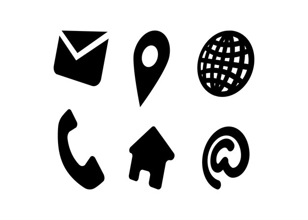 Vector de plantilla de diseño del conjunto de iconos de información de contacto aislado