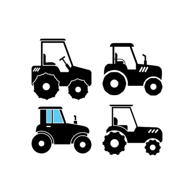 Vector de plantilla de diseño de conjunto de iconos de tractor aislado