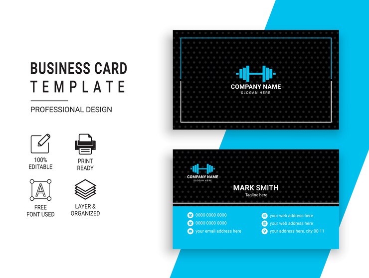 Vector de plantilla de diseño de diseño de tarjeta de visita de gimnasio y fitness