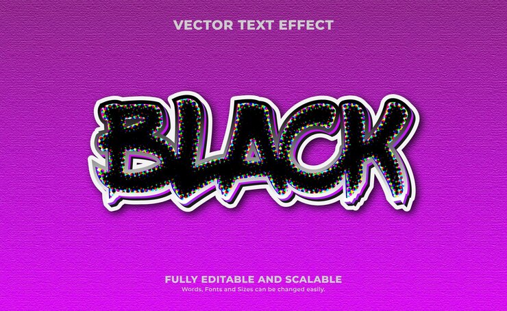 Vector vector de plantilla de diseño de efecto de texto editable 3d negro