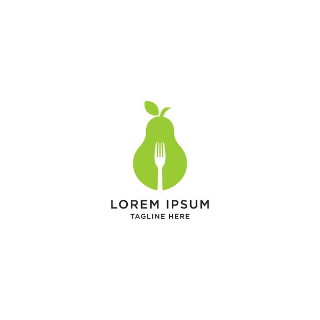 Vector de plantilla de diseño de icono de logotipo de fruta de pera de alimentos orgánicos