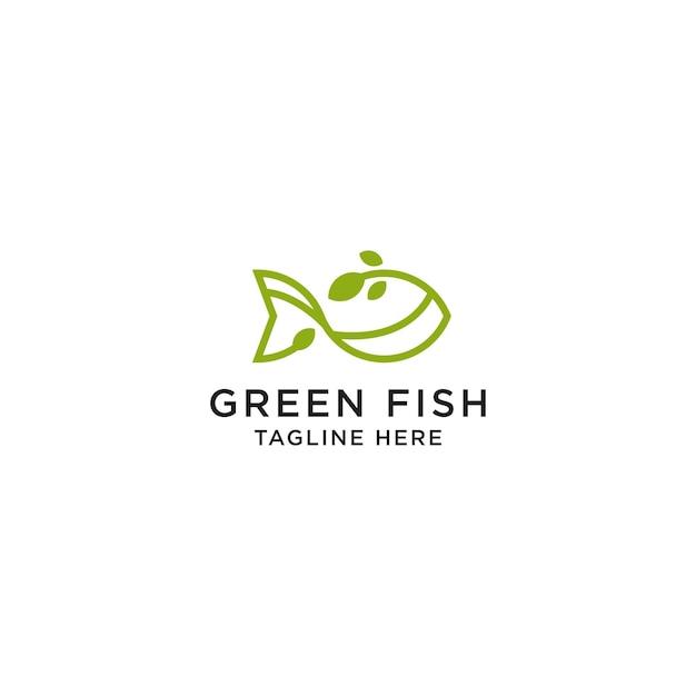 Vector de plantilla de diseño de icono de logotipo de pez verde