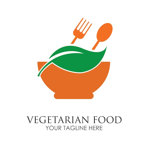 Vector de plantilla de diseño de ilustración de logotipo de comida vegetariana