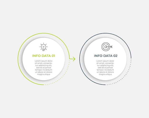 Vector de plantilla de diseño de infografía empresarial con iconos y 2 opciones o pasos