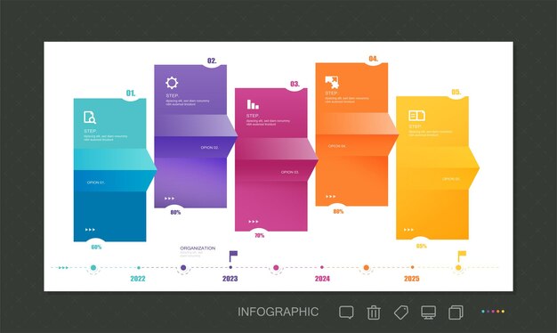 Vector de plantilla de diseño de infografía empresarial con iconos y 5 cinco opciones o pasos