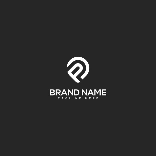 Vector de plantilla de diseño de la letra inicial P y el logotipo de la ubicación.
