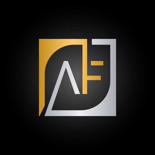 Vector de plantilla de diseño de logotipo AF con fondo cuadrado