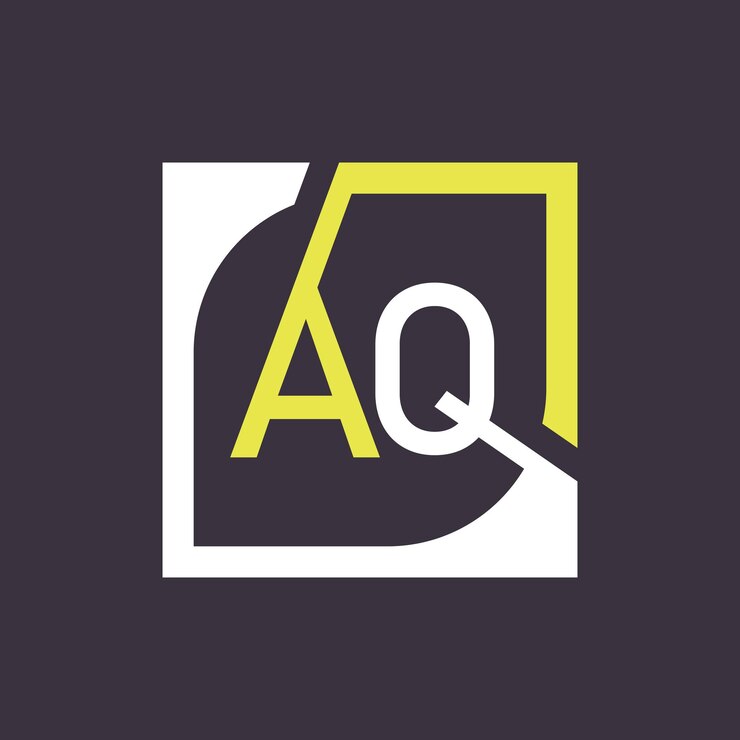 Vector vector de plantilla de diseño de logotipo aq con fondo cuadrado