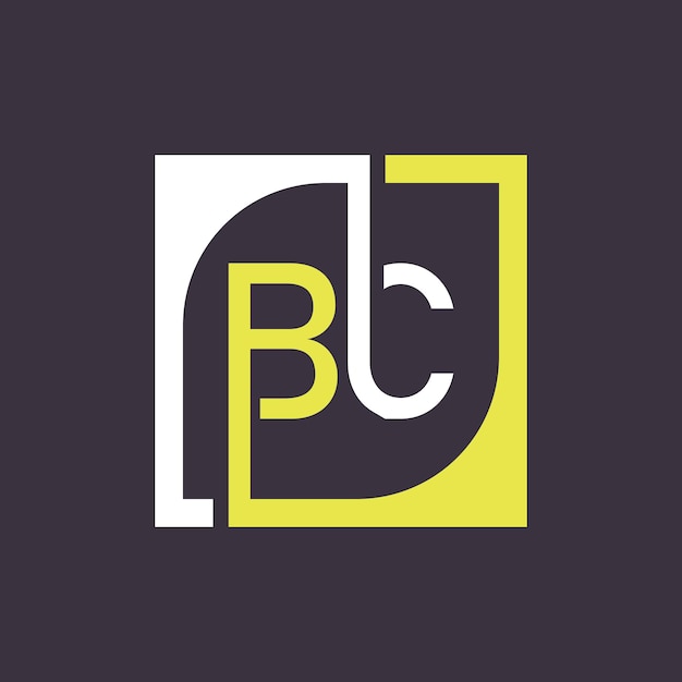 Vector de plantilla de diseño de logotipo BC con fondo cuadrado