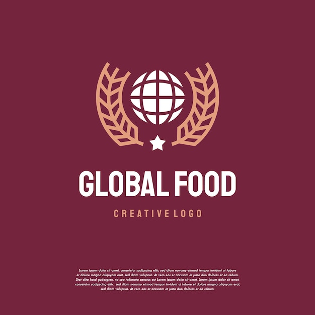 Vector de plantilla de diseño de logotipo de comida global de lujo vintage, emblema, concepto de diseño, icono de símbolo