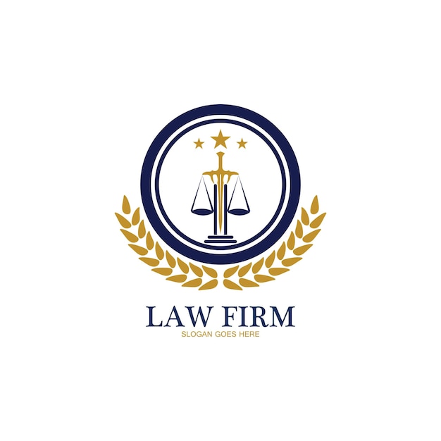 Vector vector de plantilla de diseño de logotipo e icono de bufete de abogados