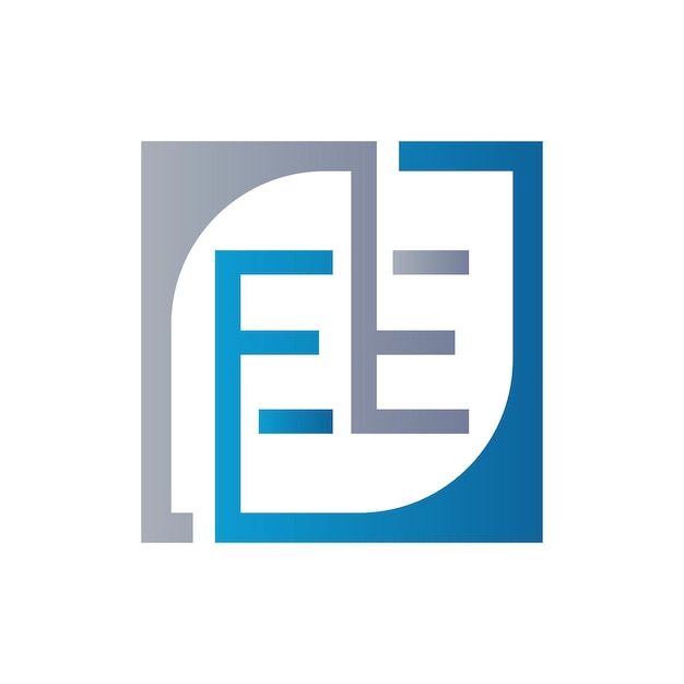 Vector de plantilla de diseño de logotipo EE con fondo cuadrado