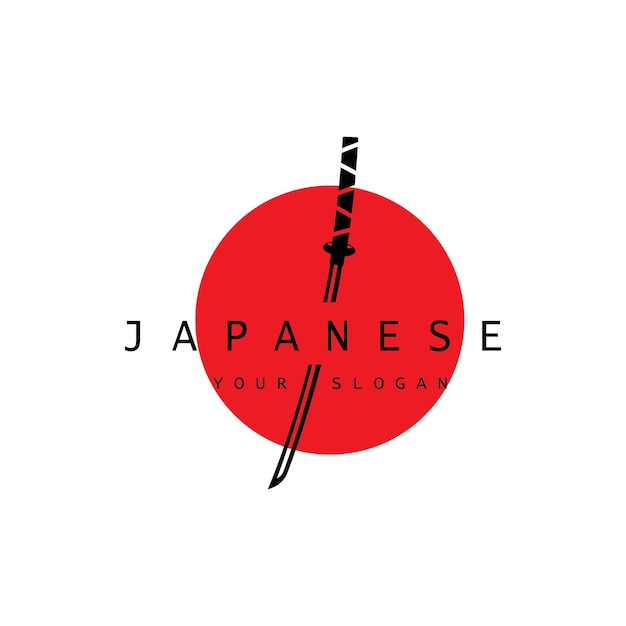 Vector de plantilla de diseño de logotipo de espada samurai katana simple