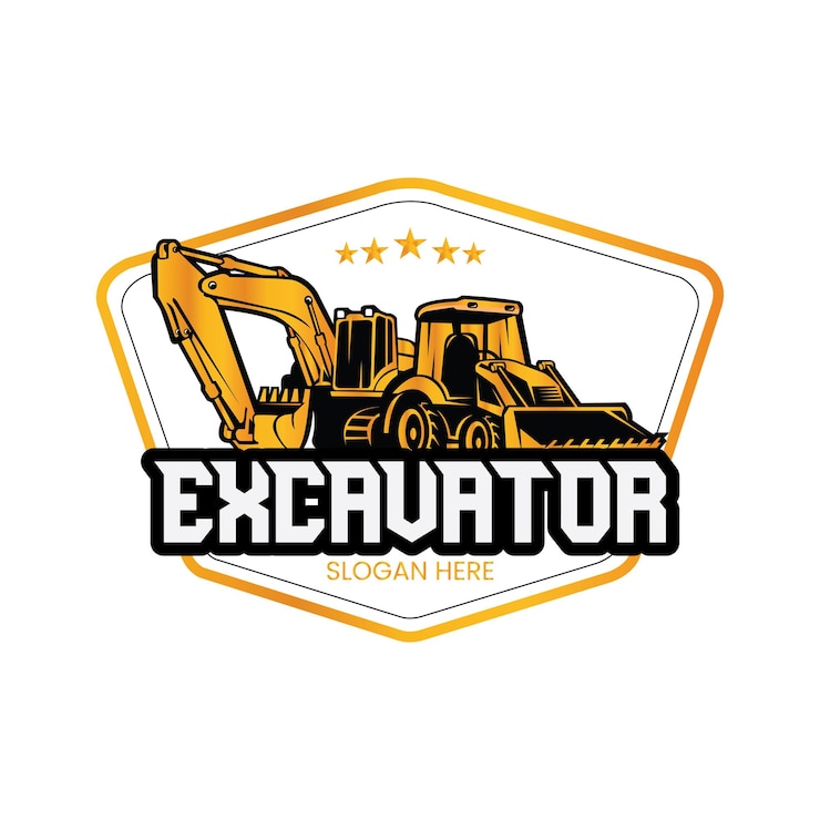 Vector de plantilla de diseño del logotipo de la excavadora