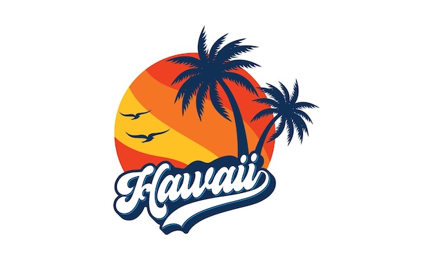 Vector de plantilla de diseño de logotipo de Hawaii para plantilla de diseño de vectores de camisetas y prendas de vestir