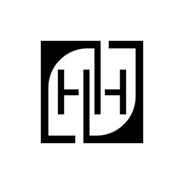Vector de plantilla de diseño de logotipo HH con fondo cuadrado