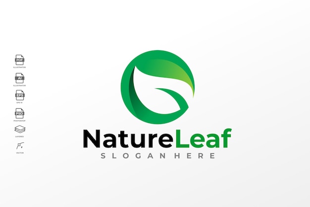 Vector de plantilla de diseño de logotipo de hoja de naturaleza verde moderna