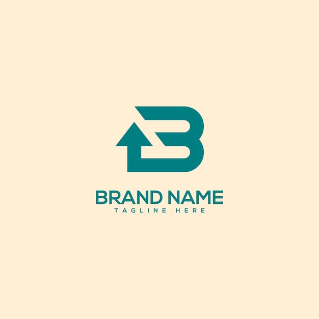 Vector de plantilla de diseño de logotipo de letra B y flecha mínima del alfabeto