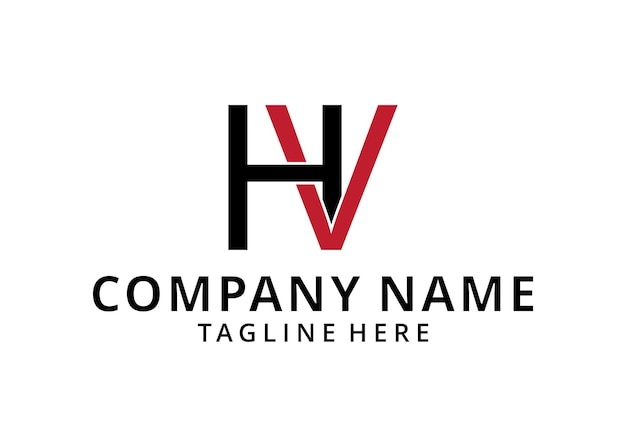 Vector vector de plantilla de diseño de logotipo de letra hv inicial